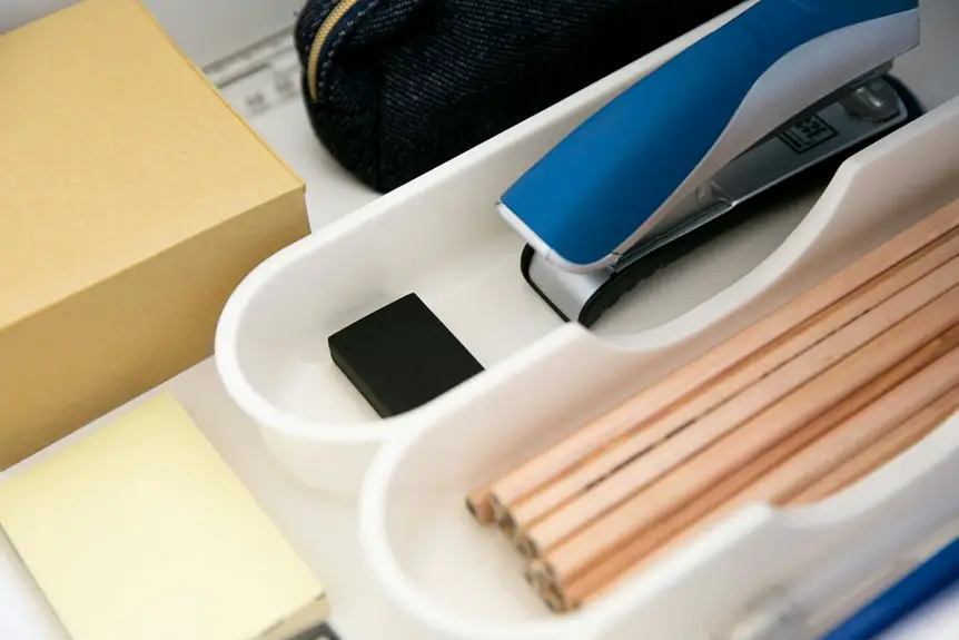 concealed desk drawer organization