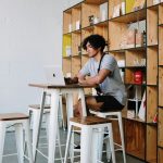 stylish open office shelving